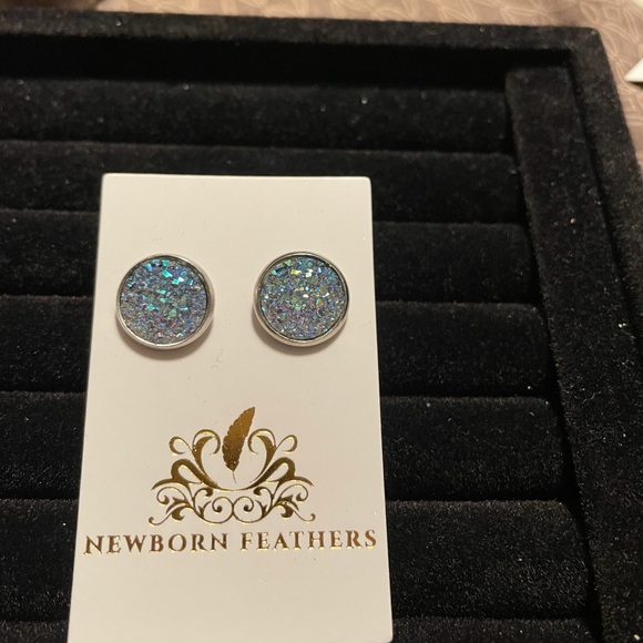 Druzy earrings in 8 mm or 12mm - Picture 3 of 8